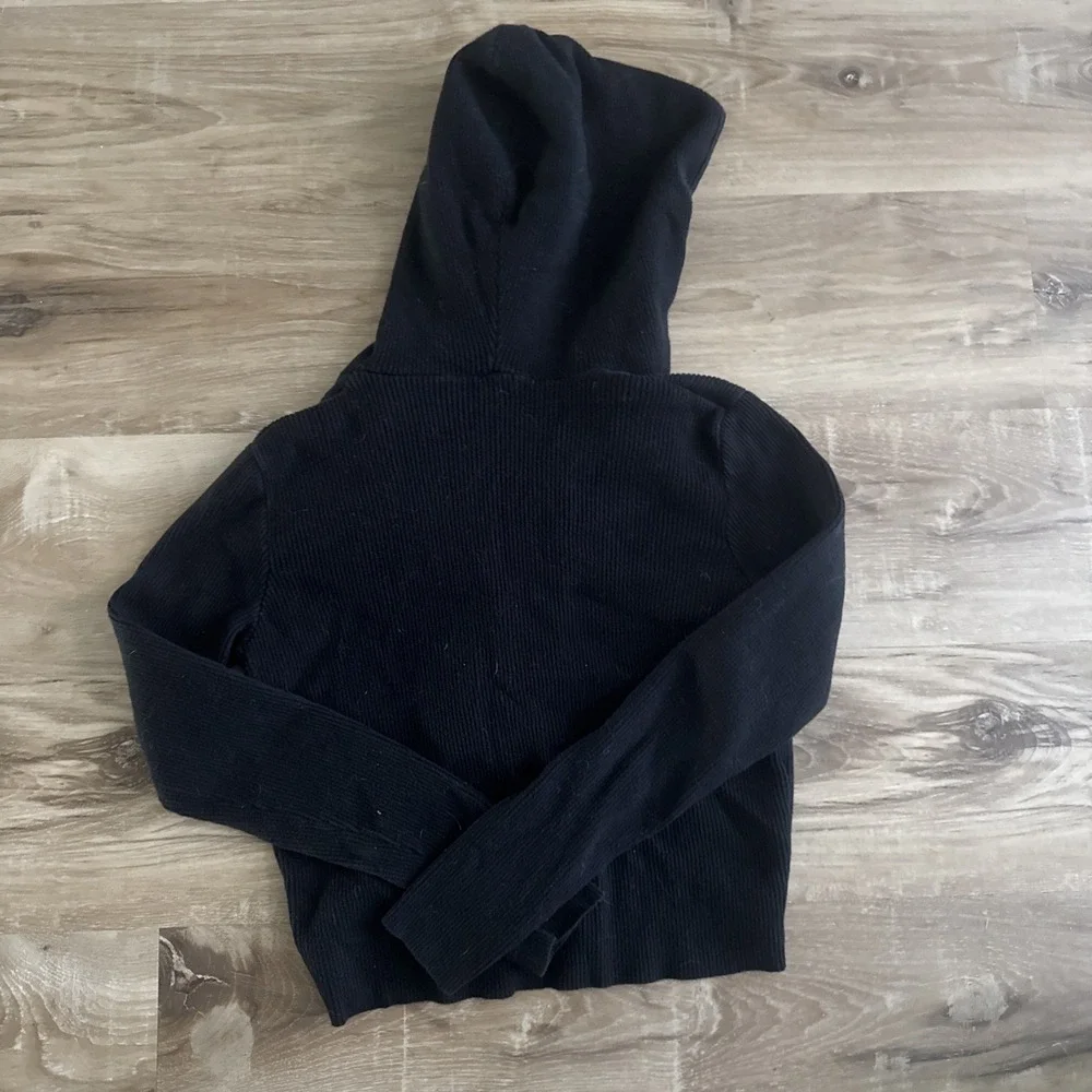 John Gault Split Zip Hoodie Sweater Style Black Size Small